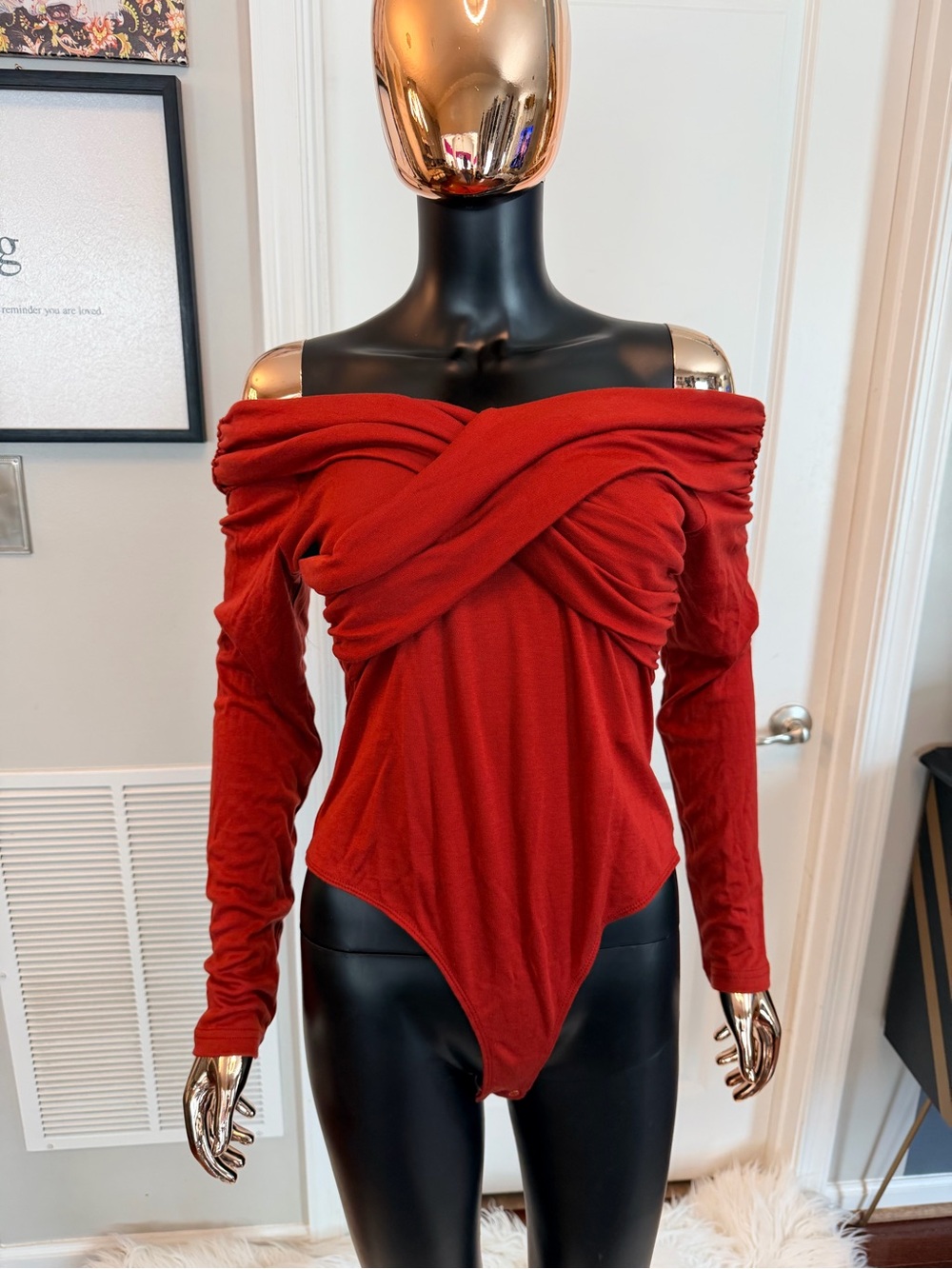 Sexy Burnt Orange Twist-Front Bodysuit
